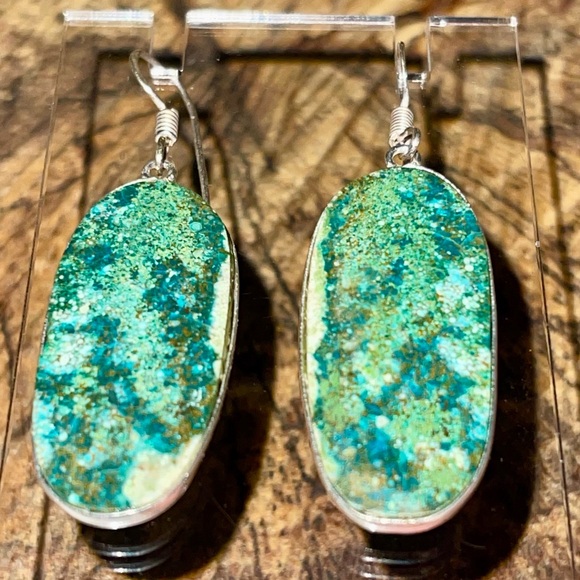 Chrysocolla Earrings 2” - Picture 5 of 8